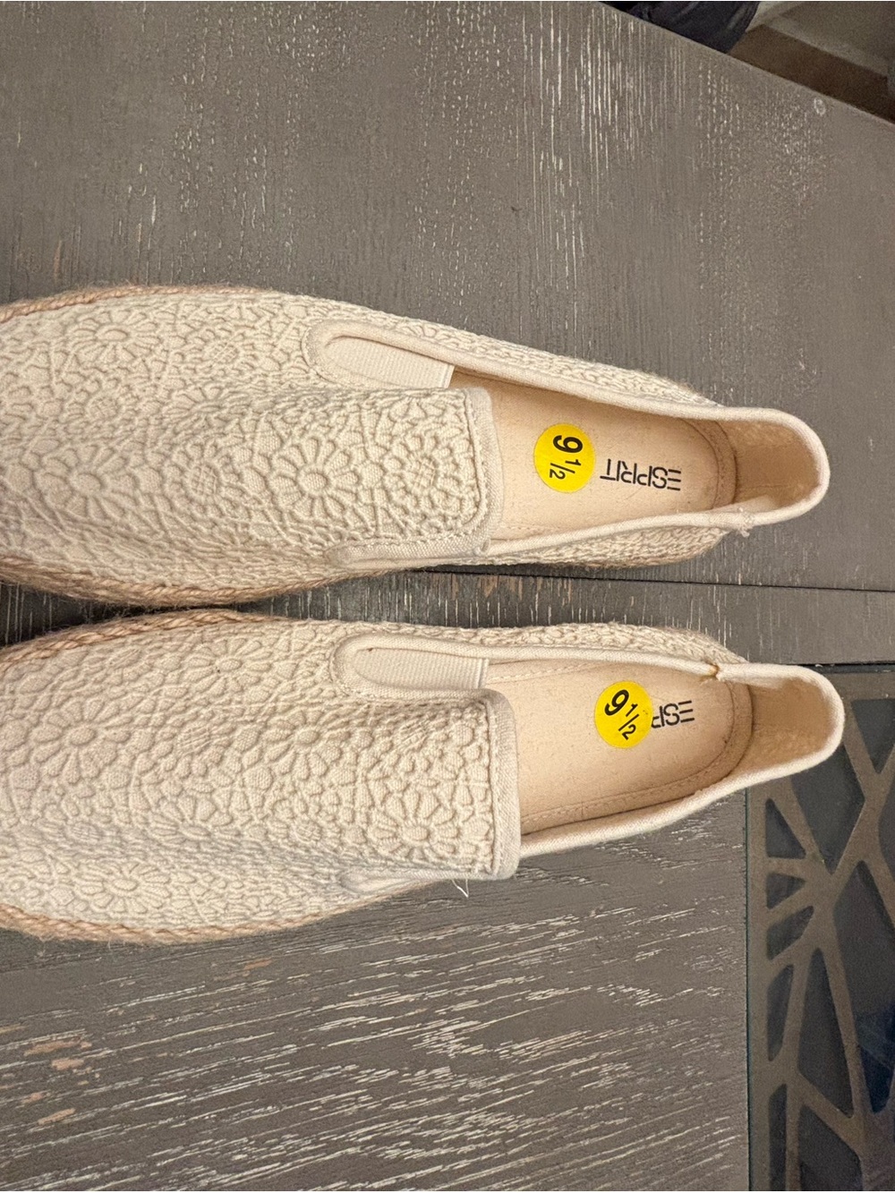 Esprit Cream Crochet Slip-On Espadrilles - Women's